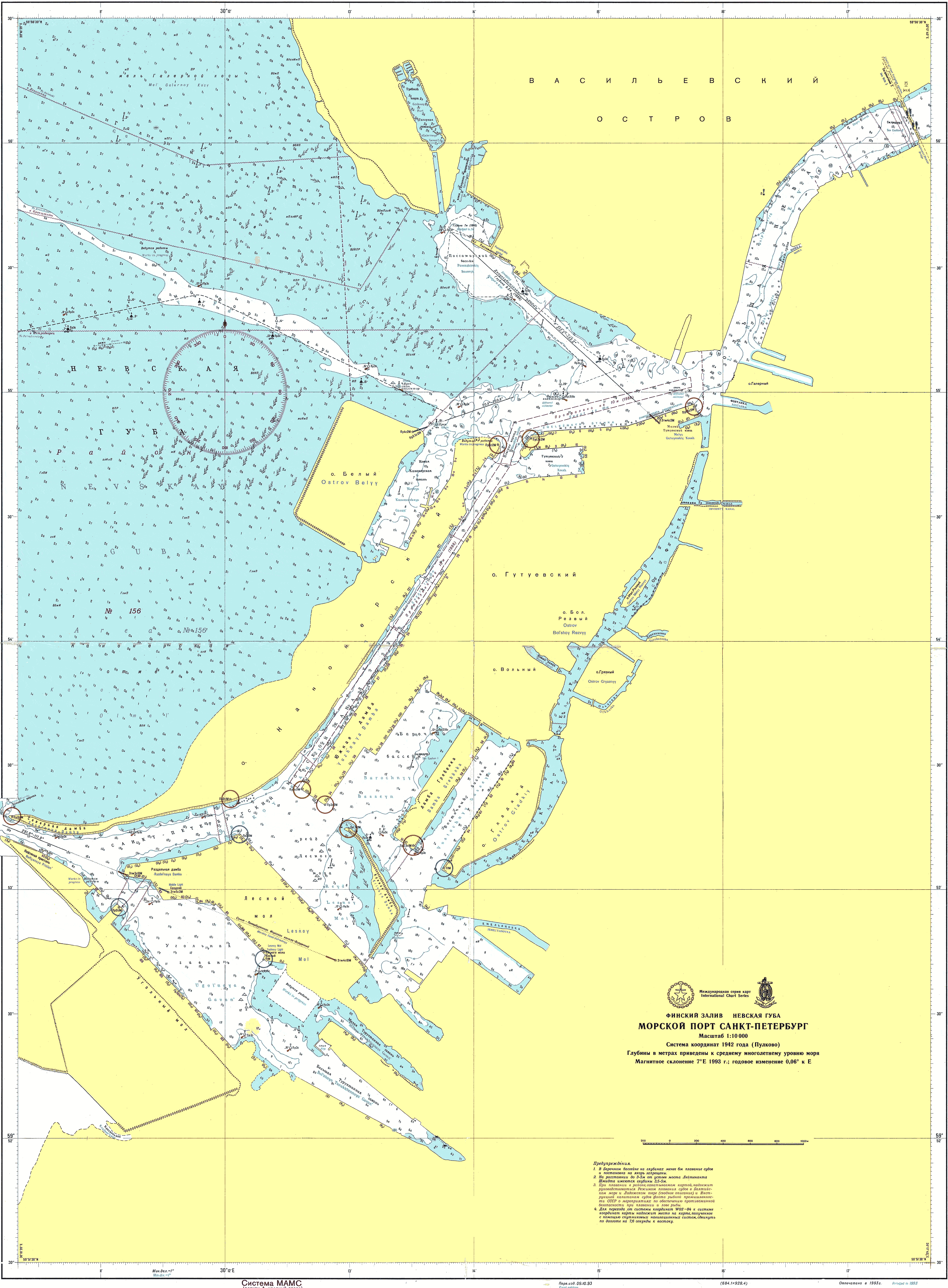 Карта глубин Финского залива. Акватория морского порта в Санкт-Петербурге